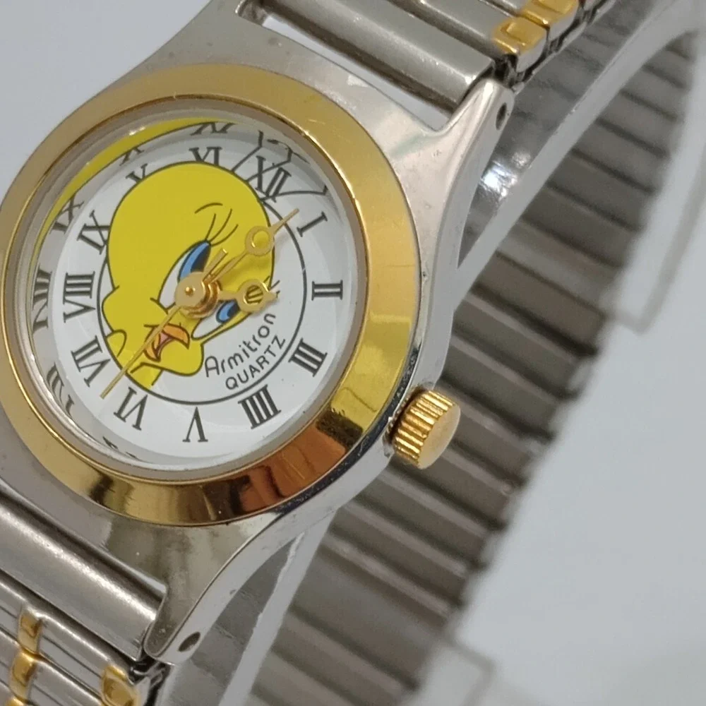 Tweety Bird 1990's Armitron Watch damaged Two Tone Stretch Warner Bro New Batte